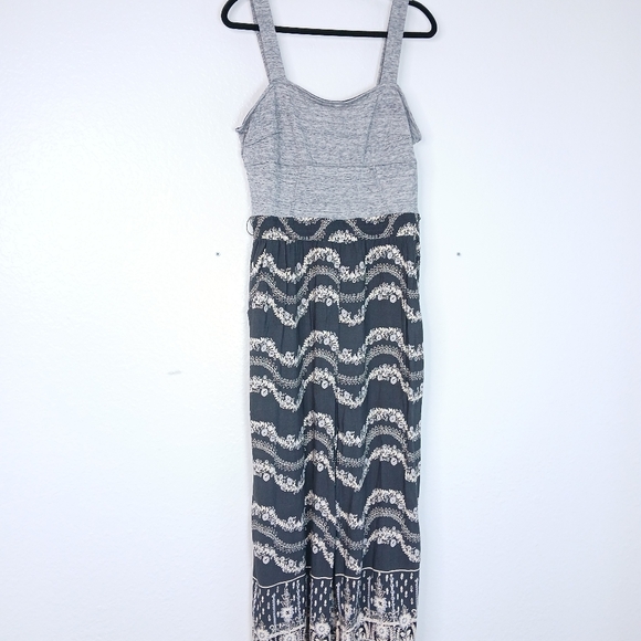 Anthropologie Lilka Sleeveless Jumpsuit Women L .Black Gray With Sash/belt - Picture 1 of 14